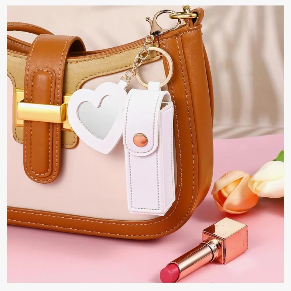 4 Pcs Car Lip Balm Holder PU Leather Lipstick Case No Melt